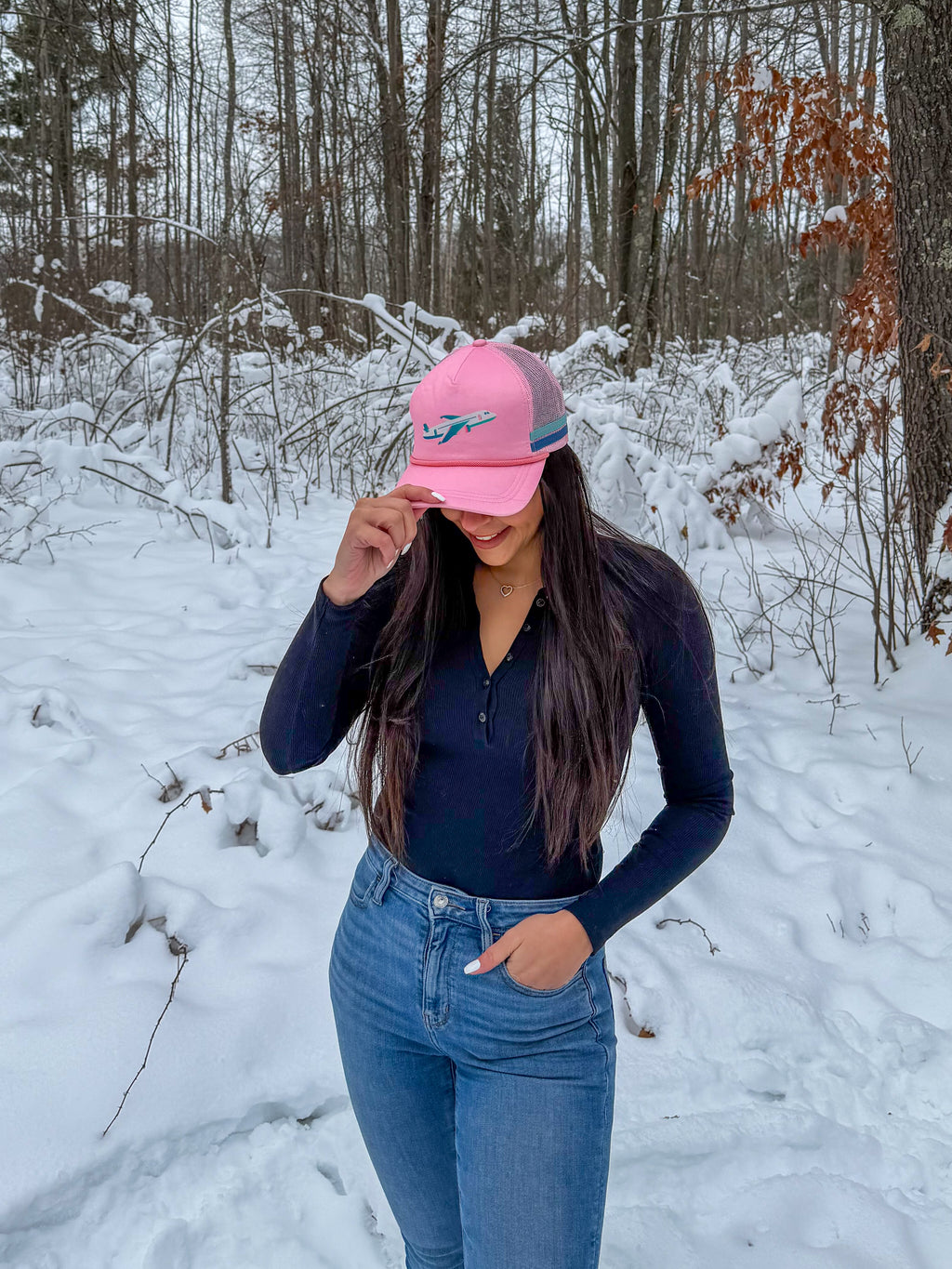 Vintage Airplane Pink Trucker Hat